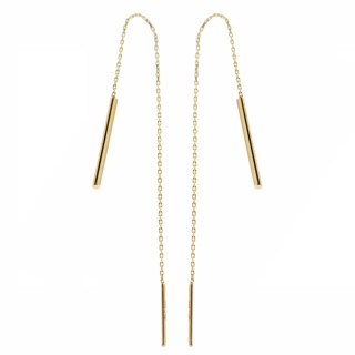 Złote kolczyki wiszące patyczki