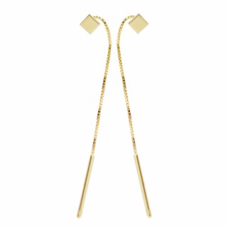 Złote kolczyki wiszące kwadrat