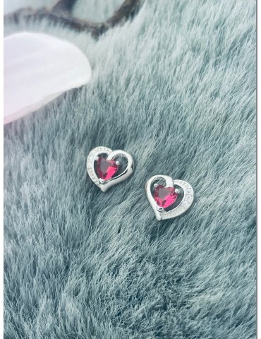 Herz 925 Silber Ohrringe mit Zirkonia