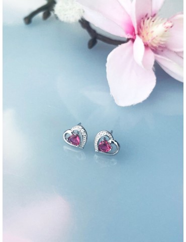 Herz 925 Silber Ohrringe mit Zirkonia