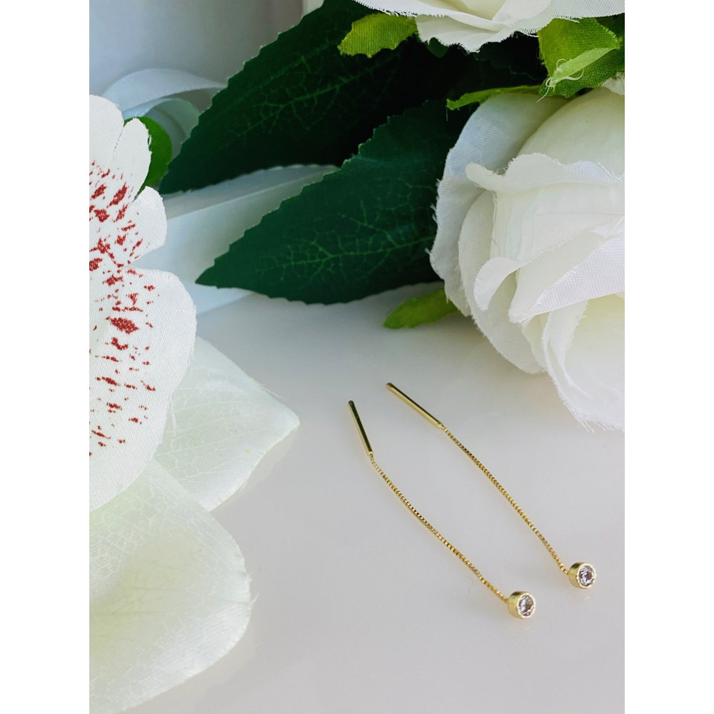 Ohrringe Durchzieher Ohrhänger Ohrstecker Ohrschmuck Kette Kugel Gelbgold Paar 585er 14KT
