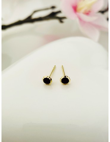 Gold Ohrringe Kugel mit Onyx Ohrhänger Ohrstecker Ohrschmuck Gelbgold Gold 585er 14KT