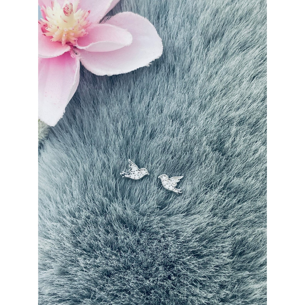 Vogel 925 Silber Ohrringe mit Zirkonia