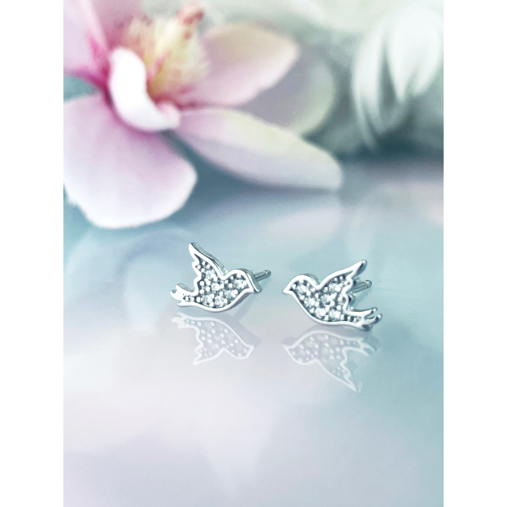 Vogel 925 Silber Ohrringe mit Zirkonia