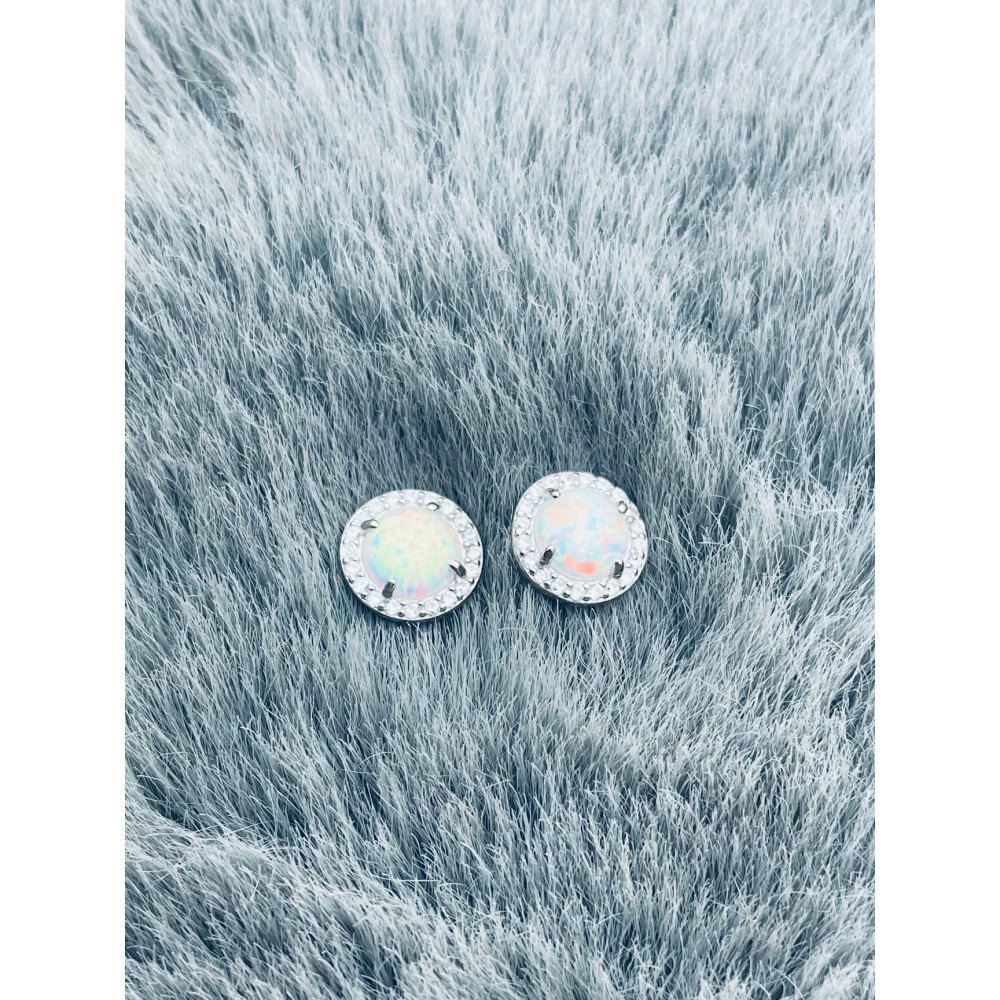 Kreis 925 Silber mit Opal und Zirkonia Ohrringe