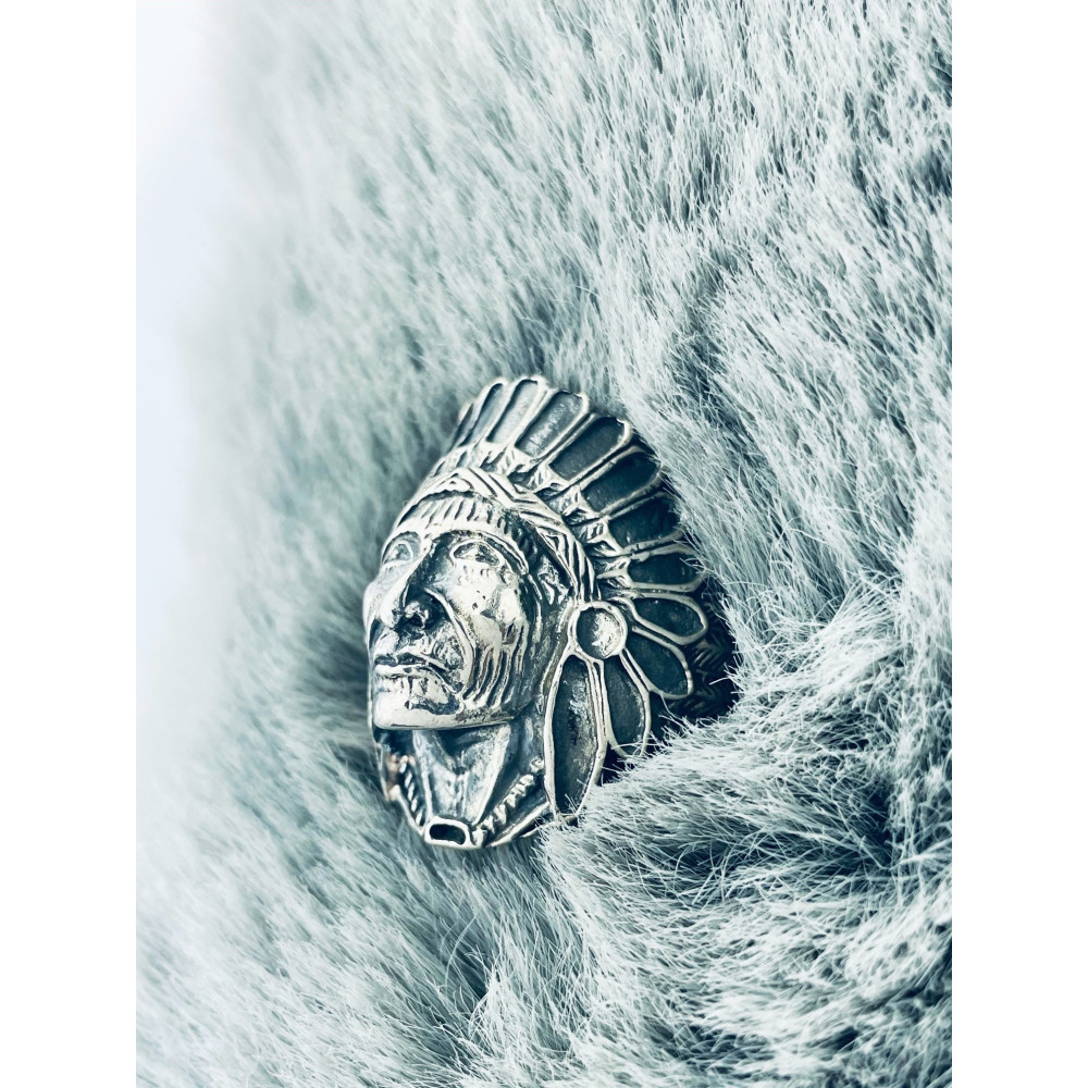 Srebrny sygnet męski indianin