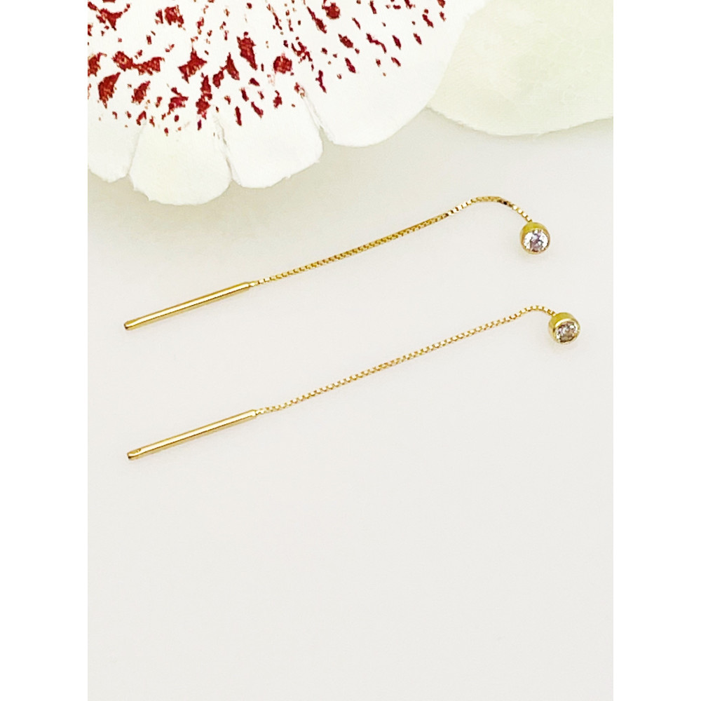 Ohrringe Durchzieher Ohrhänger Ohrstecker Ohrschmuck Kette Kugel Gelbgold Paar 585er 14KT