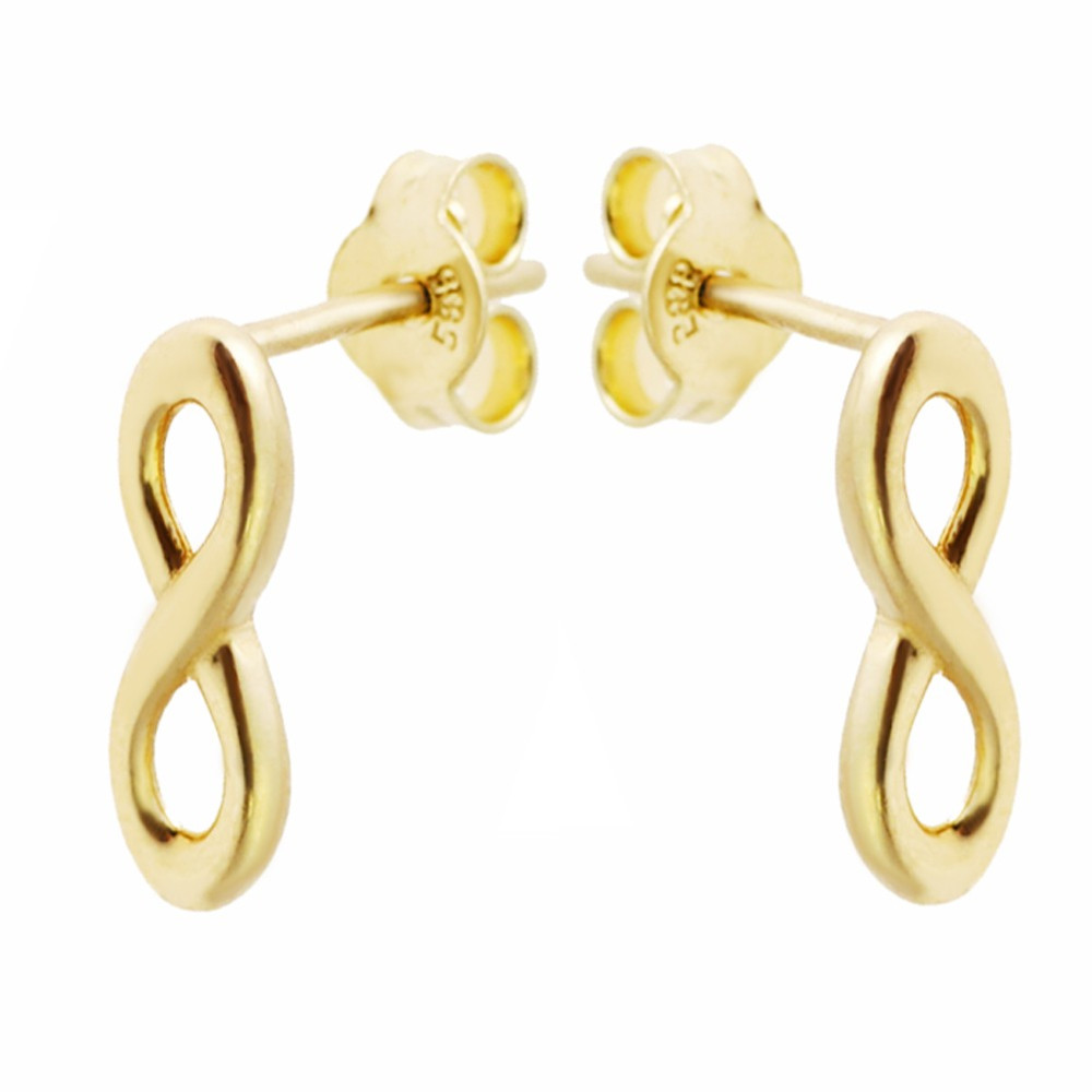 Ohrringe Ohrhänger Ohrstecker Ohrschmuck Gelbgold Infinity 585 14KT