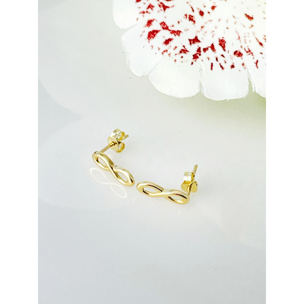 Ohrringe Ohrhänger Ohrstecker Ohrschmuck Gelbgold Infinity 585 14KT