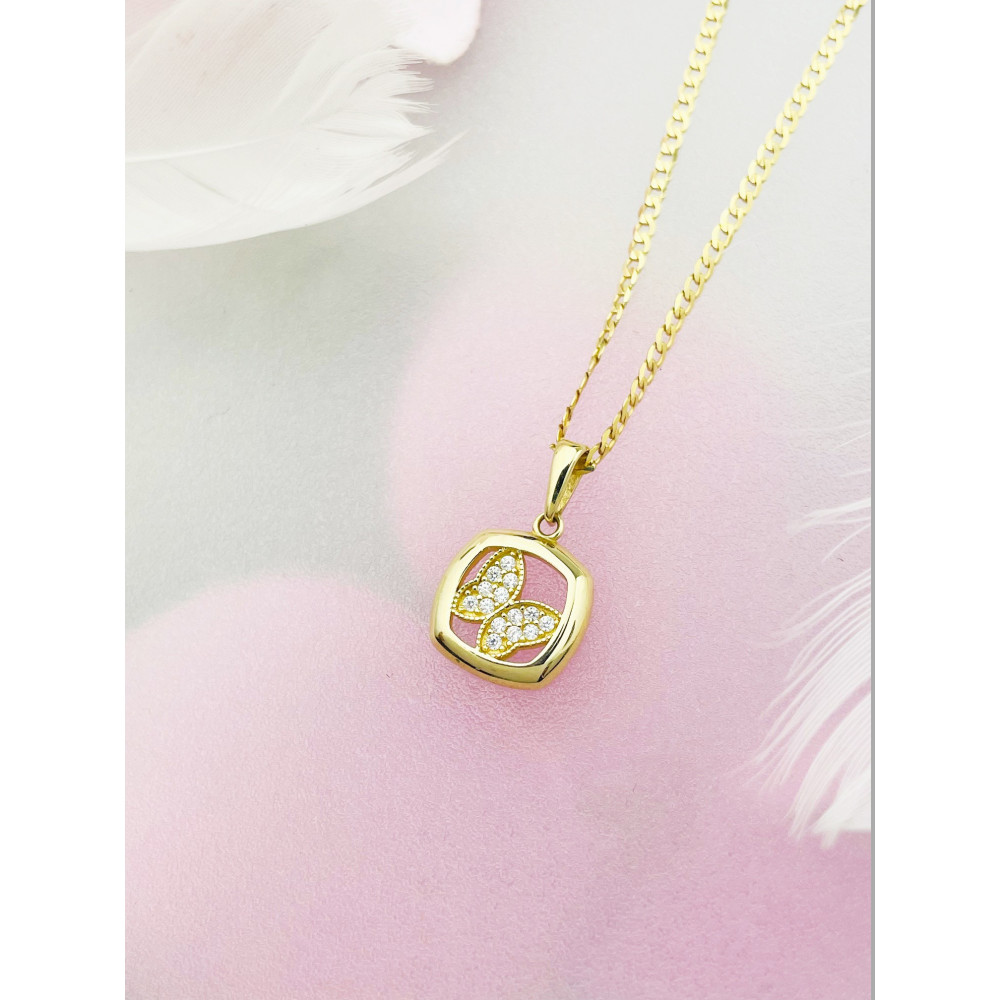 Anhänger mit Zirkonia Gelbgold Goldanhänger  Schmetterling 585er 14KT