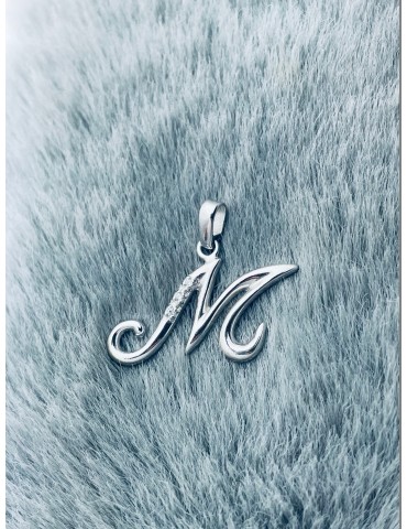 925 Silber Anhänger Buchstabe M Kettenanhänger mit Zirkonia