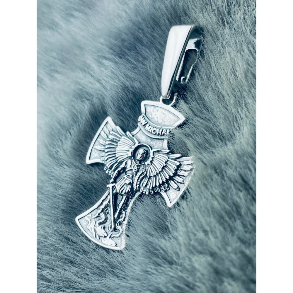 St. Michael Silber Anhänger Kreuz  Erstkommunion Taufe