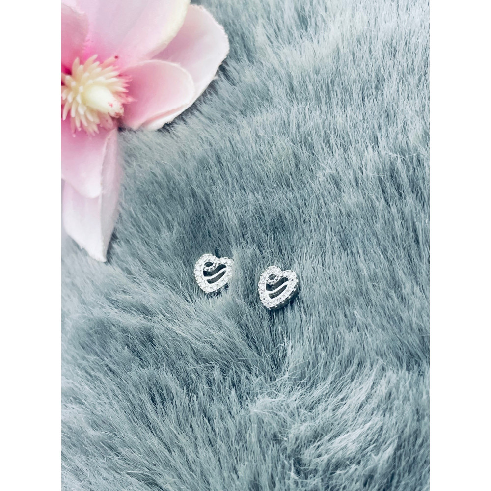 925 Silber Ohrringe mit Zirkonia Herz