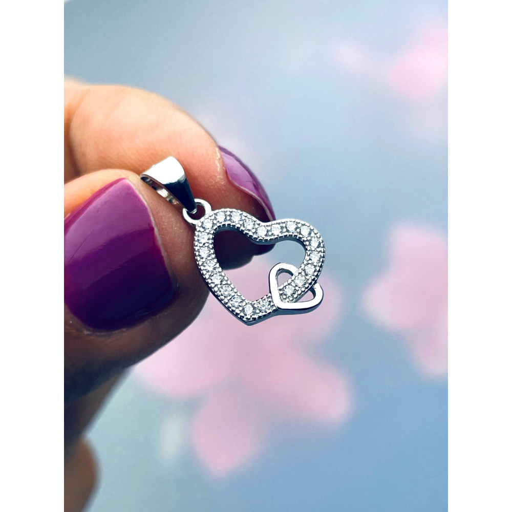 925 Silber Damen Medaillon Anhänger Herz mit Zirkonia