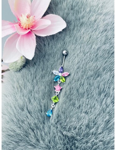 Bauchnabelpiercing Silber 925 Piercingschmuck Banana mit Zirkonia