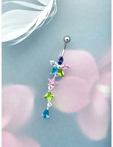 Bauchnabelpiercing Silber 925 Piercingschmuck Banana mit Zirkonia