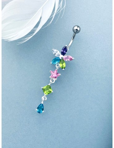 Bauchnabelpiercing Silber 925 Piercingschmuck Banana mit Zirkonia