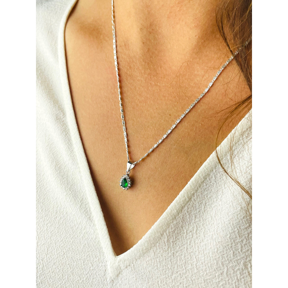Träne 925 Silber Damen Medaillon Anhänger mit Zirkonia