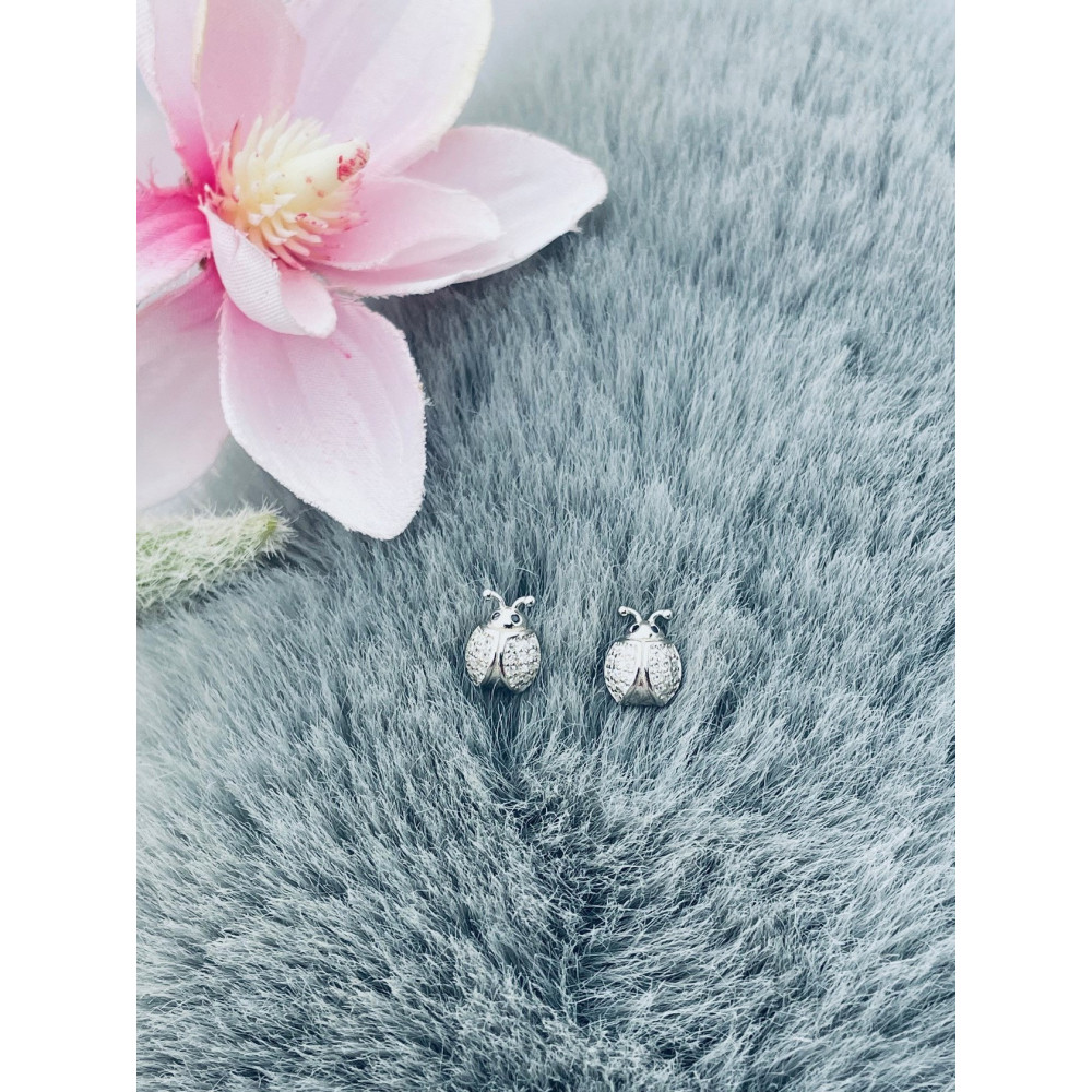 925 Silber Marienkäfer Ohrringe mit Zirkonia