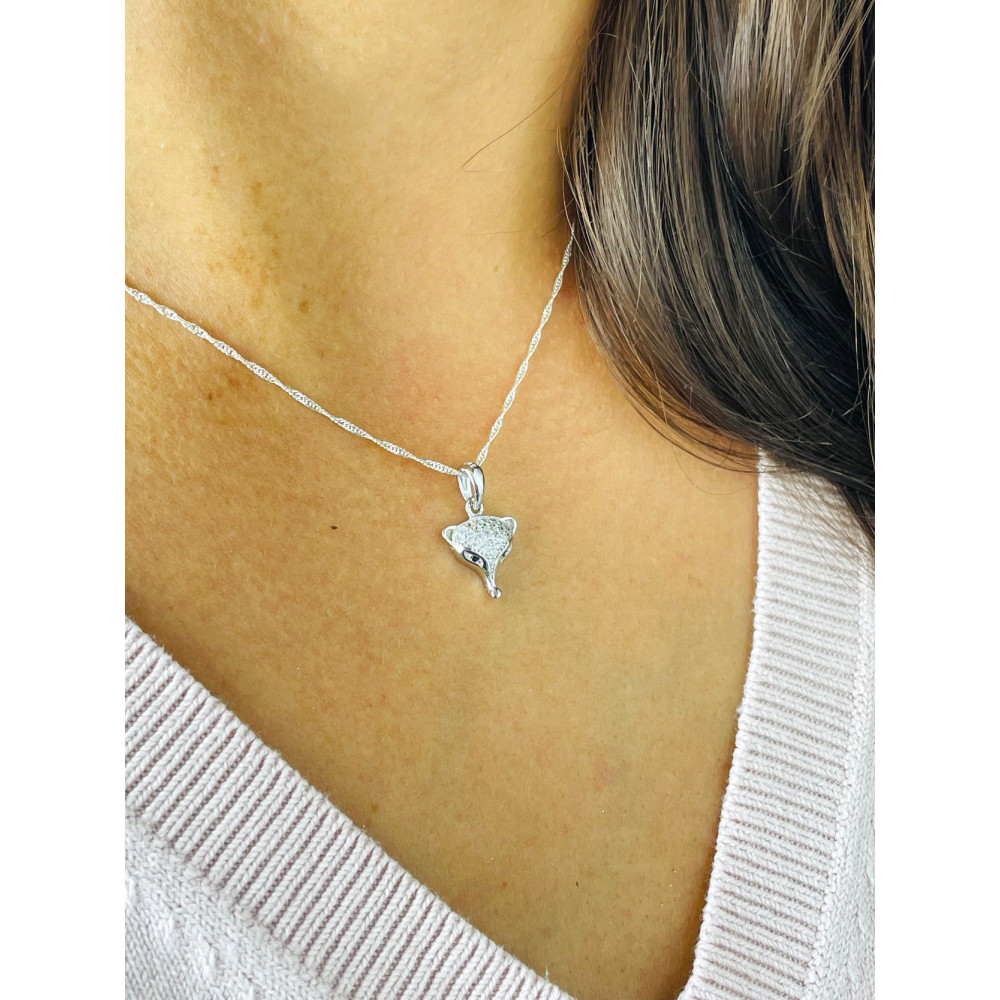 Fuchs 925 Silber Damen Medaillon Anhänger mit Zirkonia