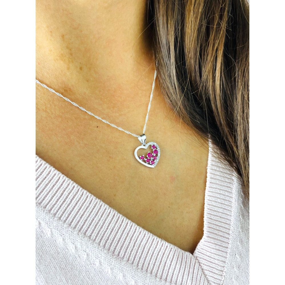 925 Silber Damen Medaillon Anhänger Herz mit Zirkonia