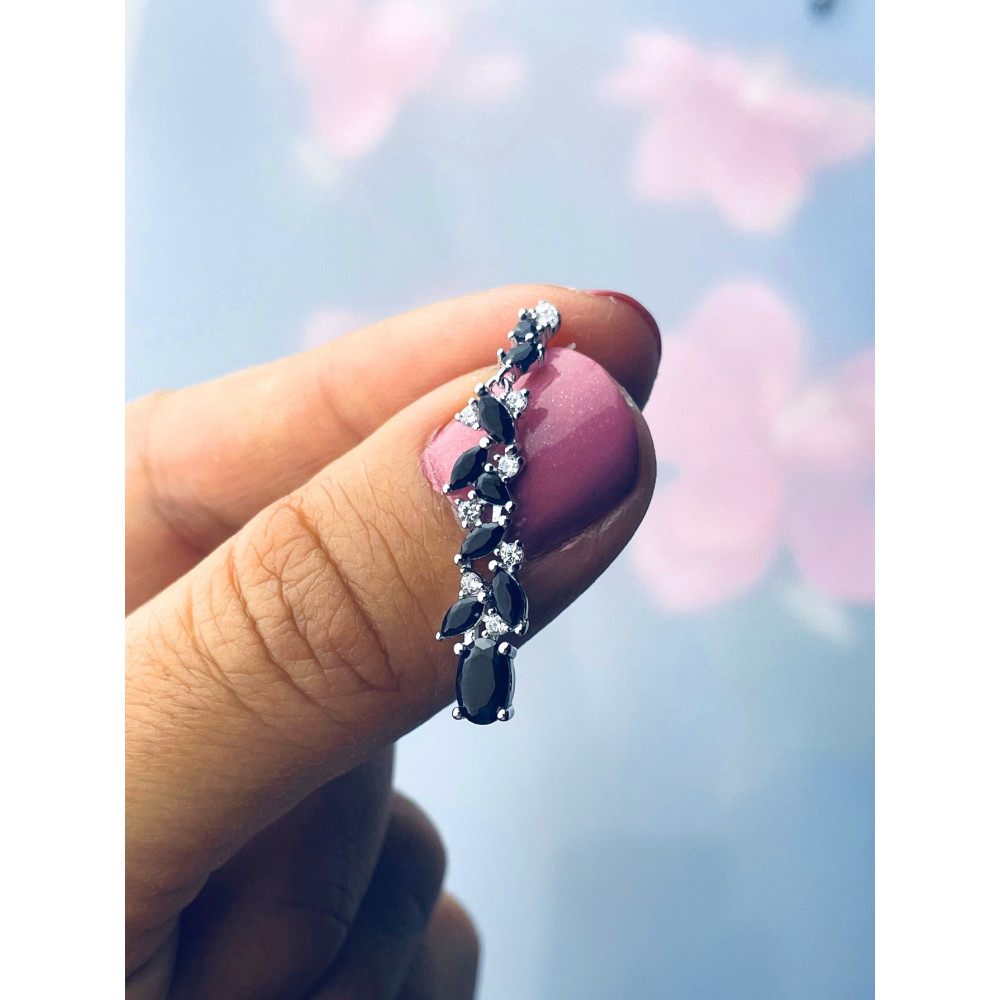 925 Silber Ohrringe mit Zirkonia und Onyx