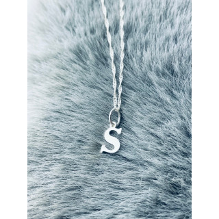 925 Silber Anhänger mit Buchstabe S + Singaporekette | Kettenanhänger aus Silber Alphabet