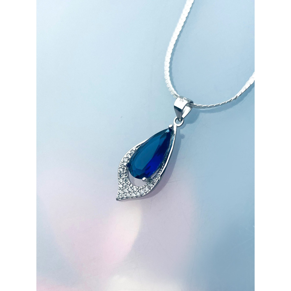 Tropfen 925 Silber Anhänger mit Zirkonia
