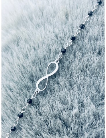 Infinity Armband 925 Silber mit Onyx Damen