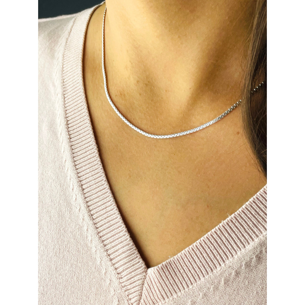 925 Silber Farbbandkette Halskette Collier