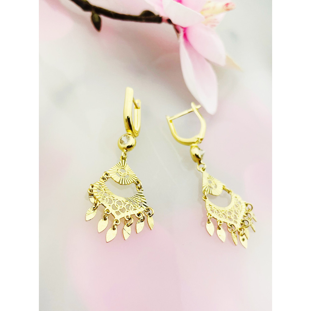 Gold Ohrringe mit Zirkonia Ohrhänger Ohrstecker Ohrschmuck Paar Gelbgold 585er 14KT