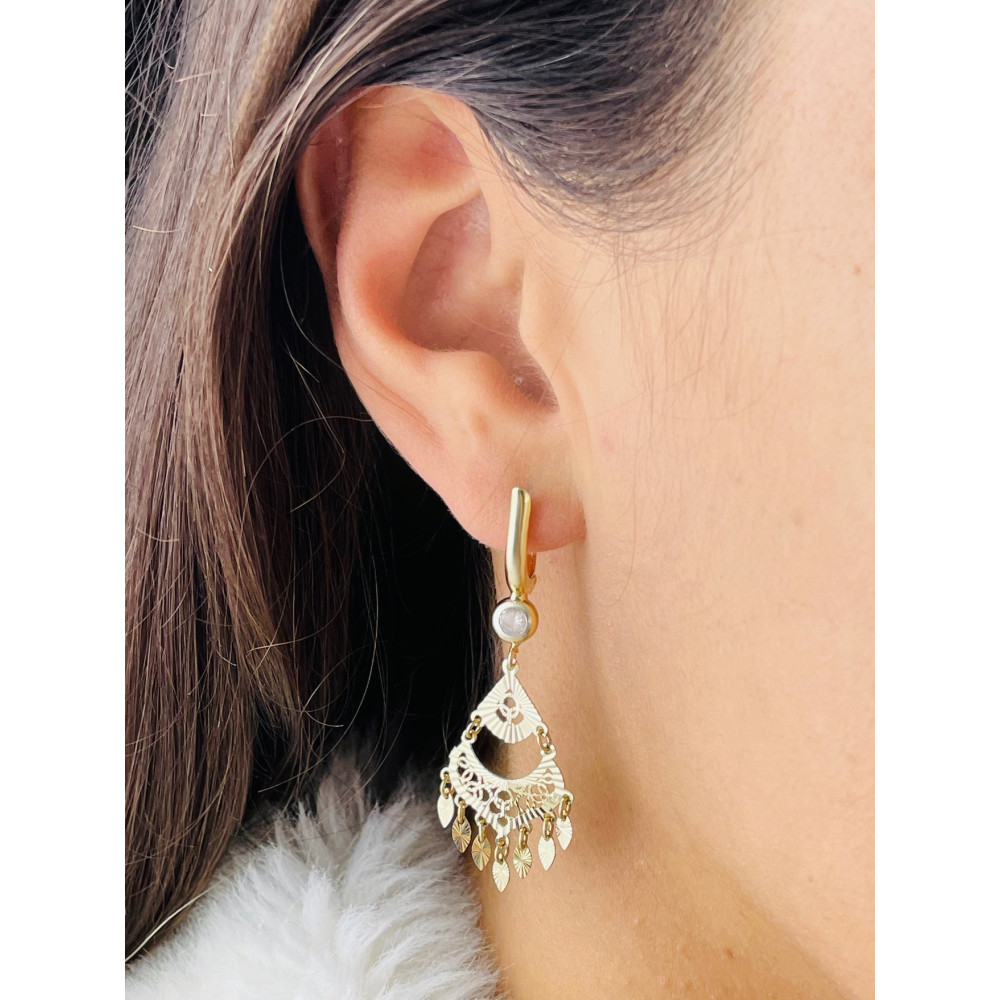 Gold Ohrringe mit Zirkonia Ohrhänger Ohrstecker Ohrschmuck Paar Gelbgold 585er 14KT