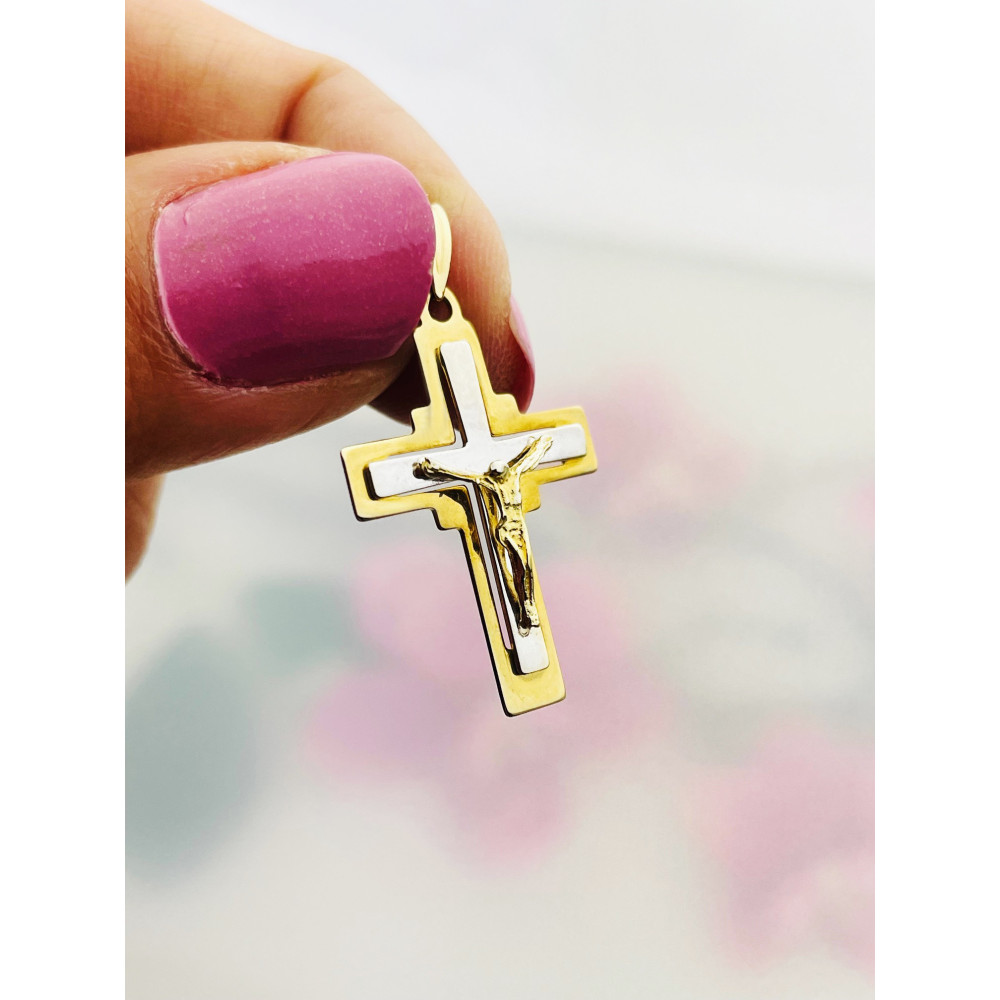 Goldanhänger Kettenanhänger Gold Anhänger Kreuz mit Jesus Goldkreuz Erstkommunion Gelbgold 585er 14KT