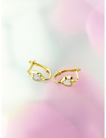 Herz Ohrringe Ohrhänger Ohrstecker Ohrschmuck mit Zirkonia Gelbgold Paar 585er 14KT