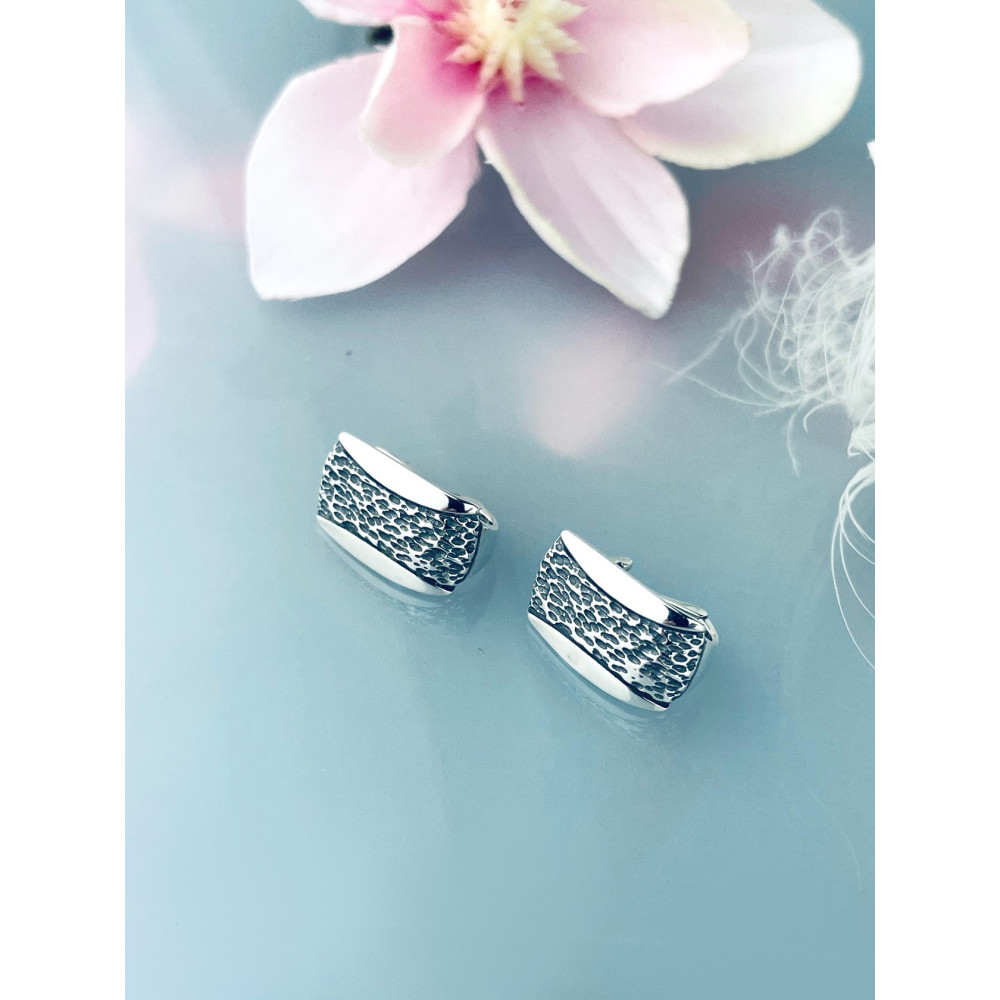 Rechteck 925 Silber Ohrringe