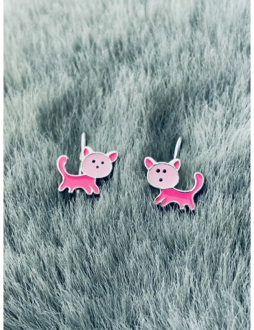 Katze 925 Silber Ohrringe