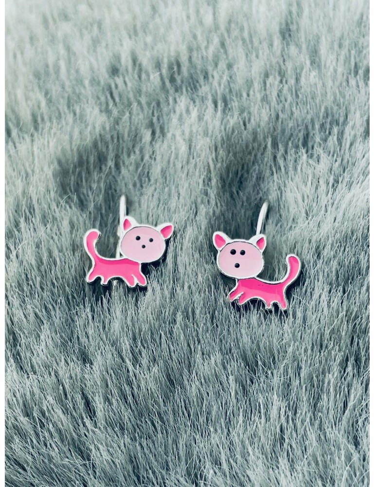 Katze 925 Silber Ohrringe