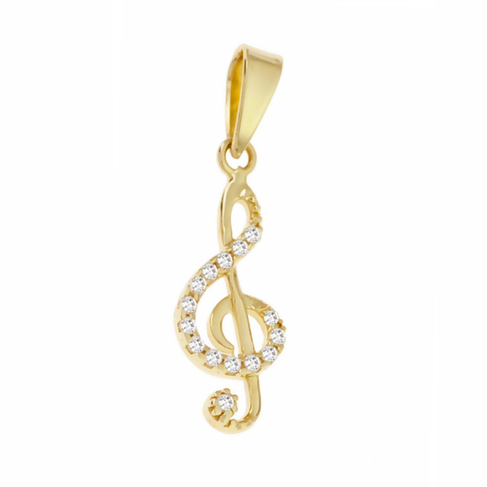 Anhänger Violinschlüssel Kettenanhänger Bicolor Zweifarbig Gold Goldanhänger 585er 14KT