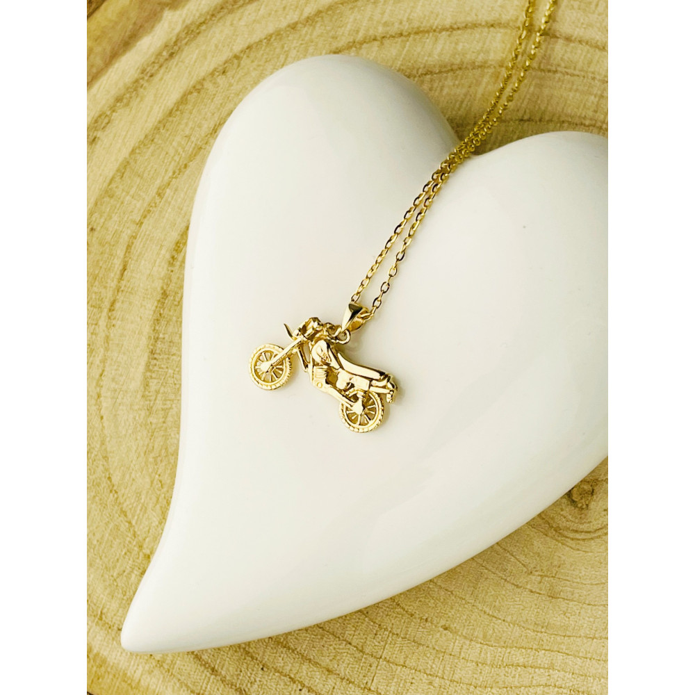 Złoty wisiorek zawieszka figurka motocykl