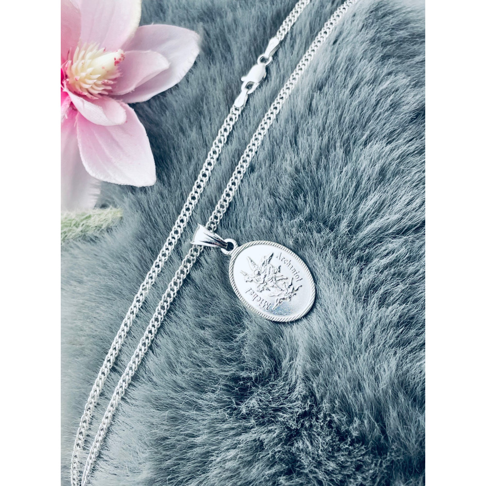 925 Silber Halskette mit Kette und Anhänger Erzengel Michael