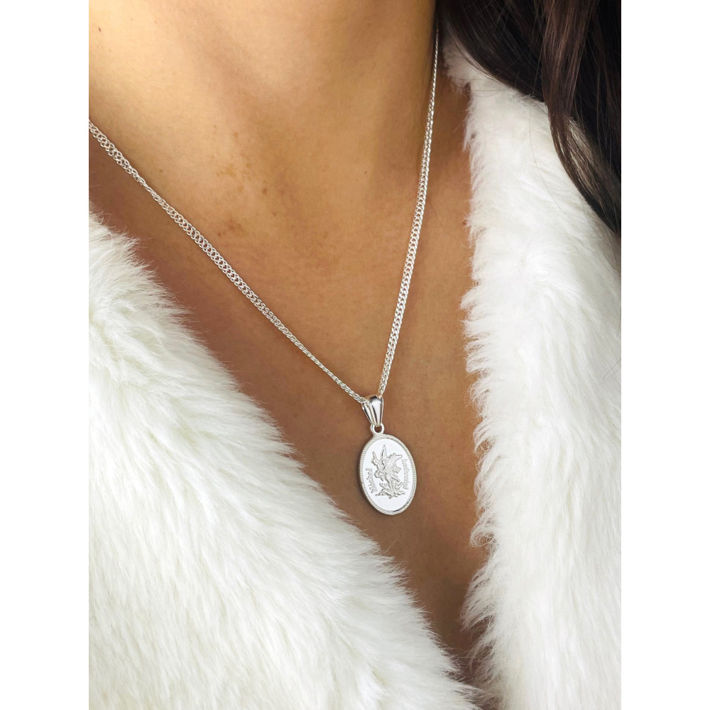 925 Silber Halskette mit Kette und Anhänger Erzengel Michael