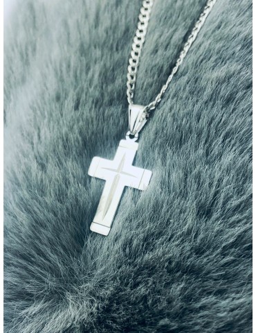 925er Silber Halskette mit Kette und Kreuz-Anhänger