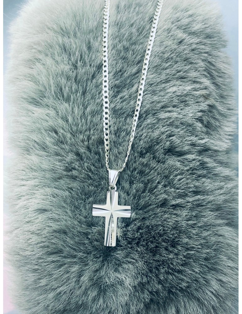 925 Silber Halskette mit Kette und Anhänger Kreuz