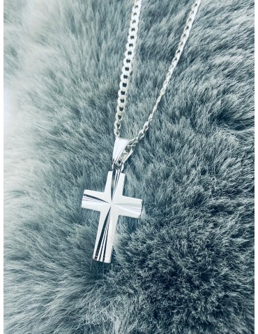 925 Silber Halskette mit Kette und Anhänger Kreuz