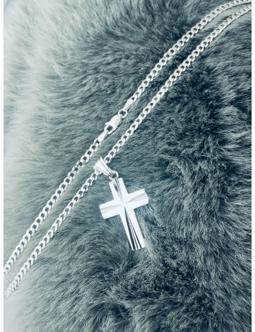 925 Silber Halskette mit Kette und Anhänger Kreuz