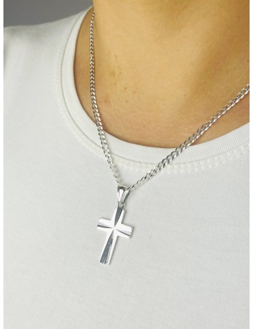 925 Silber Halskette mit Kette und Anhänger Kreuz