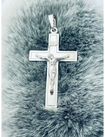 925 Silber Halskette mit Königskette und großes Kreuz mit Jesus