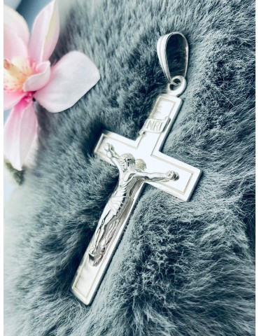 925 Silber Halskette mit Königskette und großes Kreuz mit Jesus