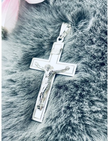 925 Silber Halskette mit Königskette und großes Kreuz mit Jesus