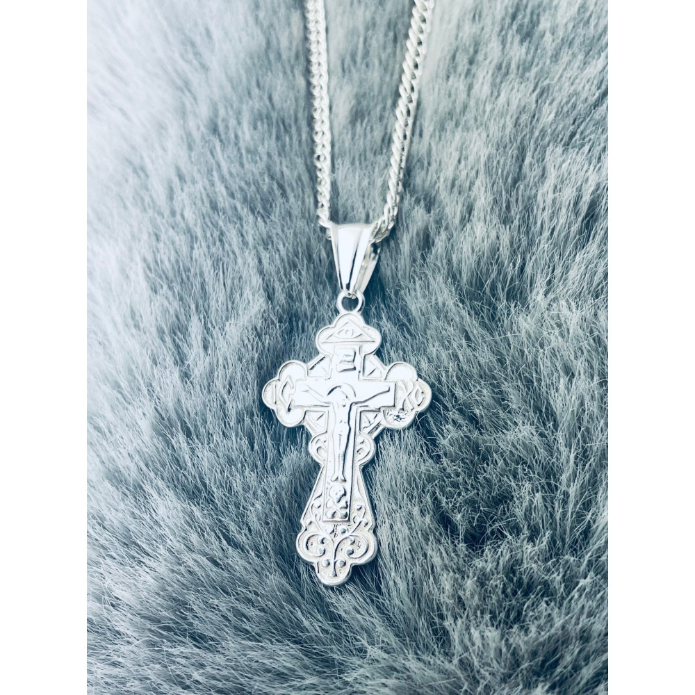 copy of Srebrny komplet naszyjnik łańcuszek rombo zawieszka Archanioł Michał
